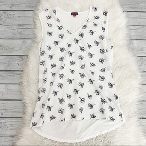 Vince Camuto Sleeveless White Floral Blouse